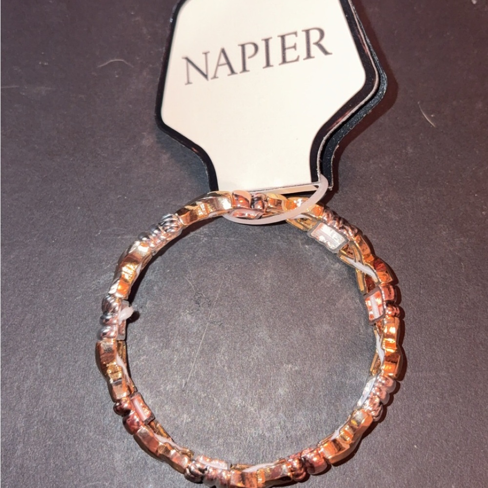 Napier Two-Tone Beaded Bracelet - Rose Gold and Silver